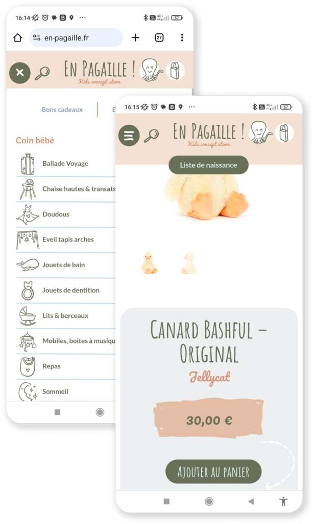 En Pagaille ! – site e-commerce (mobile) — Cominup