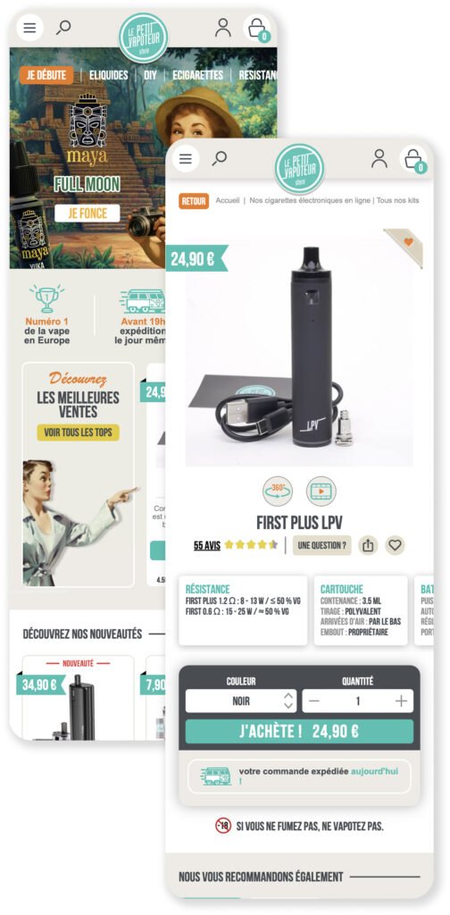 Le Petit Vapoteur – site mobile — Cominup