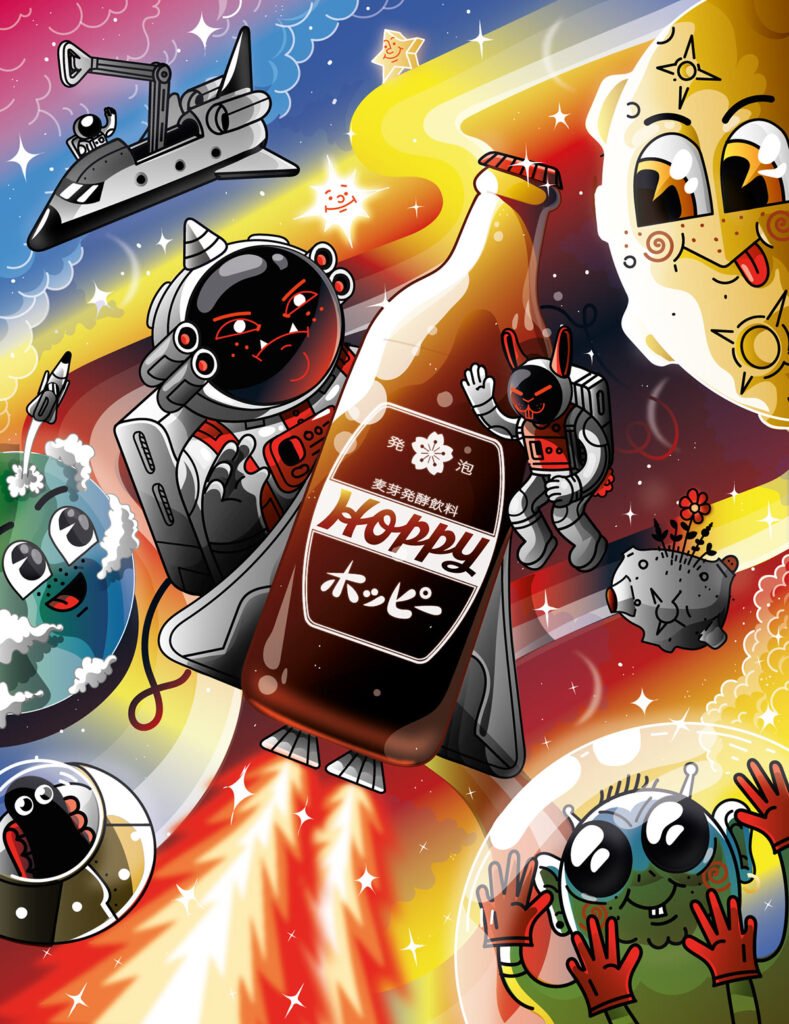 La bouteille « Hoppy » en fusée — Cristobal Ojeda Newfren