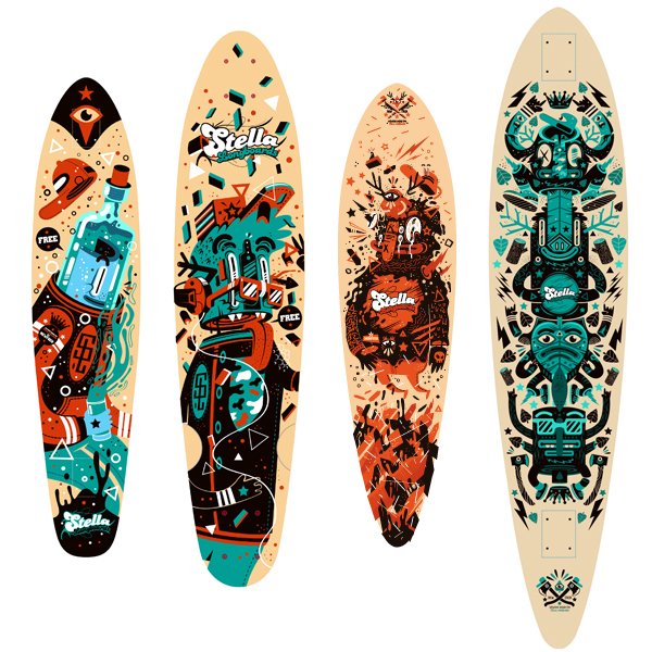 Quatre longboards Stella — Cristobal Ojeda Newfren