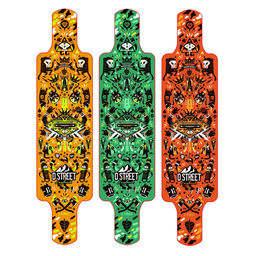 Trois longboards D-Street — Cristobal Ojeda Newfren