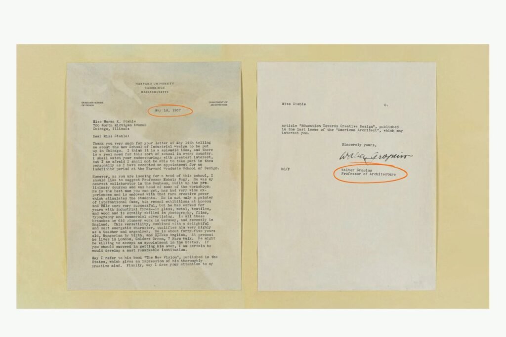 Institute of Design — recherche d'archives : lettre de Walter Gropius (1937) — COLLINS