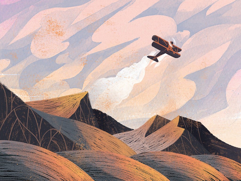 L’avion au-dessus des collines — Dan Gartman