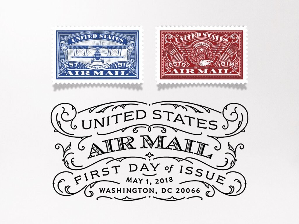 Les timbres Air Mail bleu et rouge — Dan Gretta