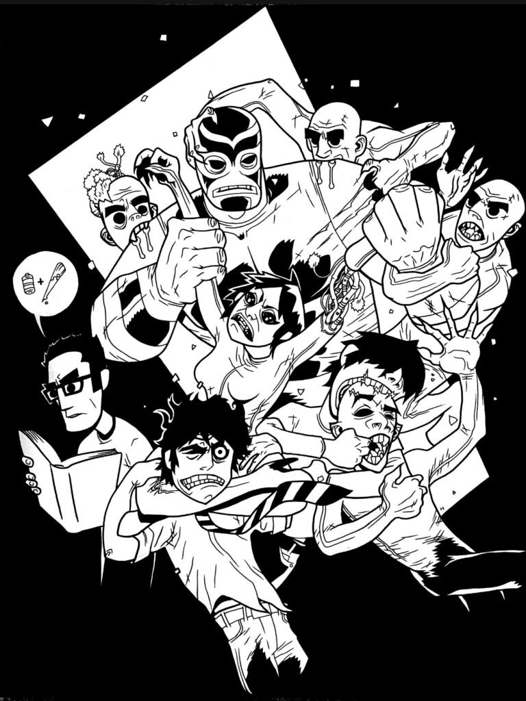 The Amazing Joy Buzzards, illustration en noir et blanc — Dan Hipp