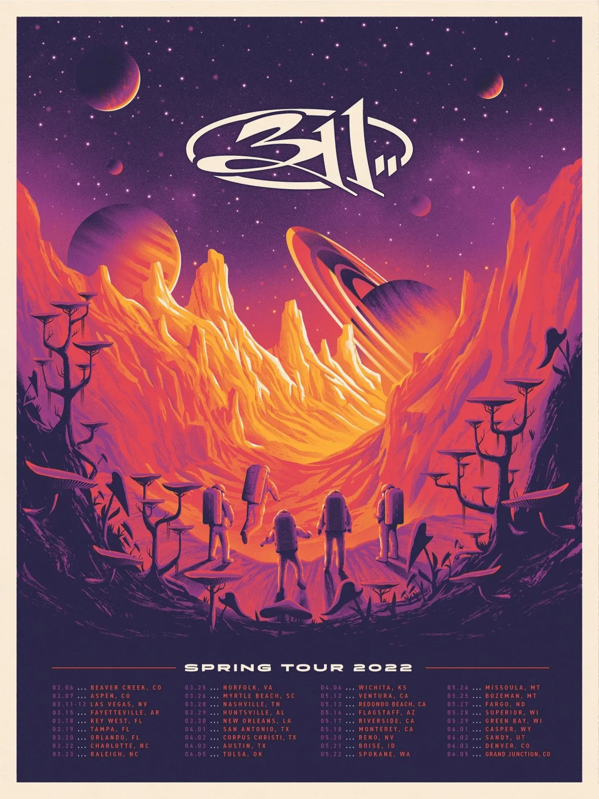 Affiche de tournée 311, printemps 2022 — DKNG