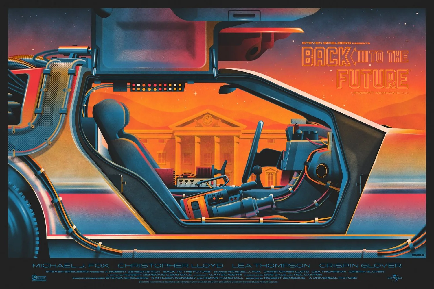 Affiche Retour vers le futur, la DeLorean — DKNG