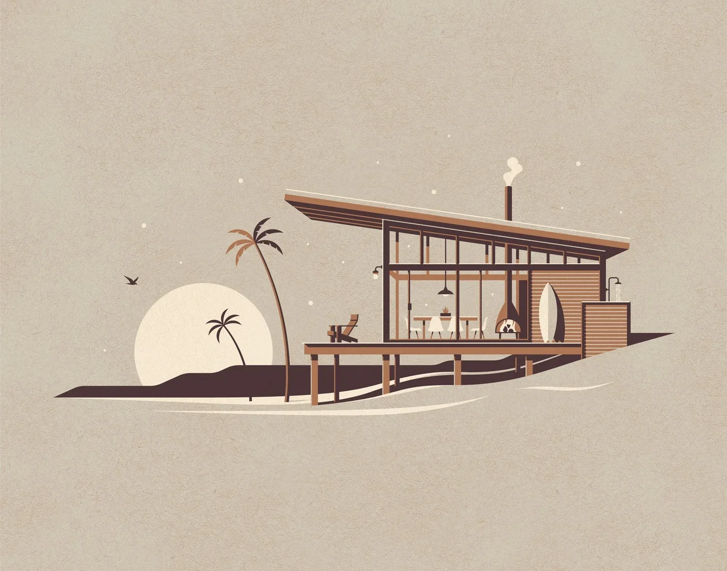 Estampe Cabin La Jolla, cabane de plage moderne — DKNG