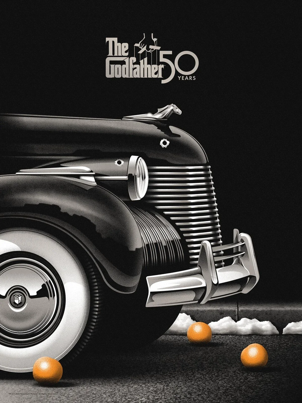 Affiche Le Parrain, Aftermath, Cadillac criblée de balles — DKNG