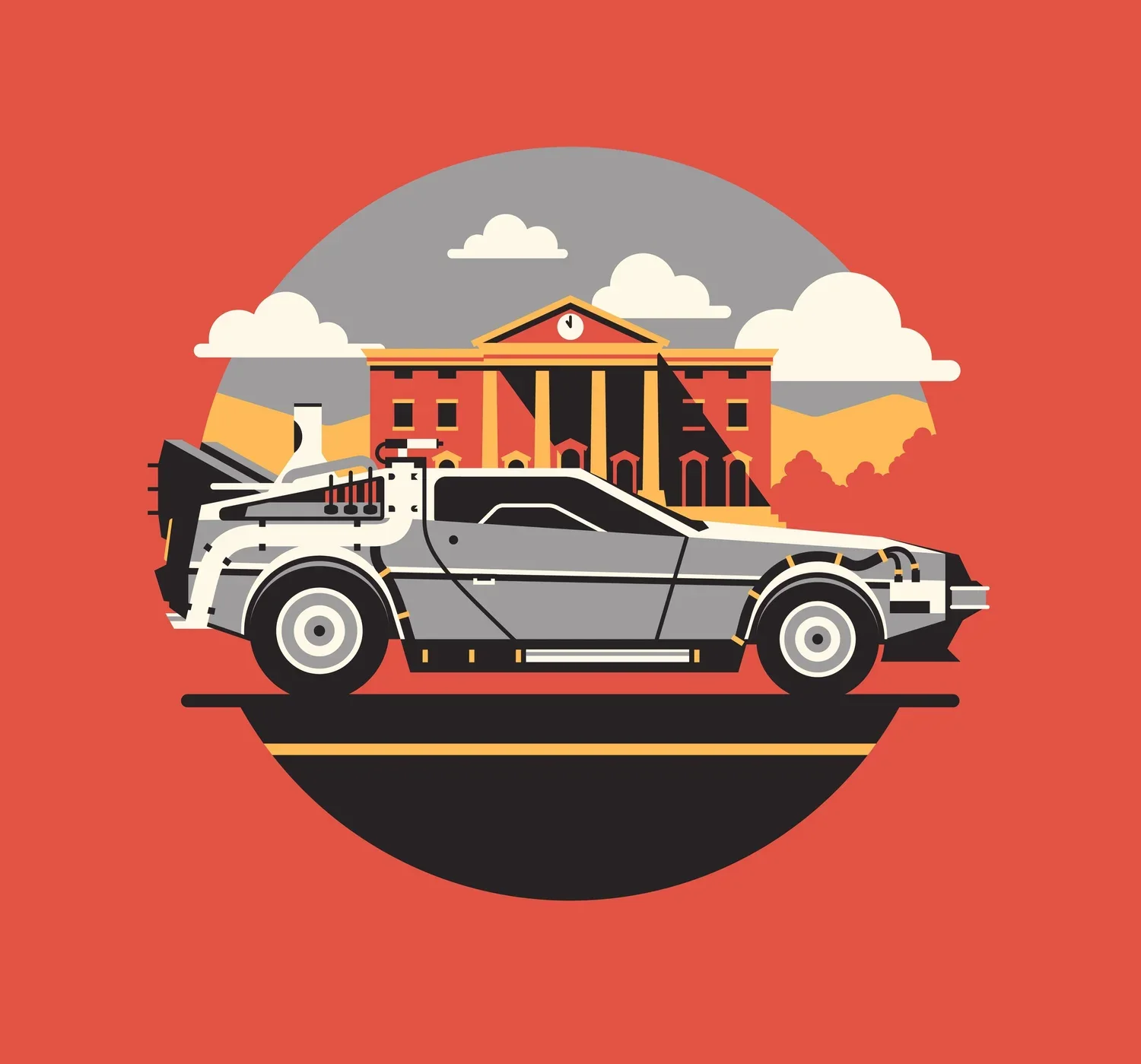 Estampe Icon, la DeLorean de Retour vers le futur — DKNG
