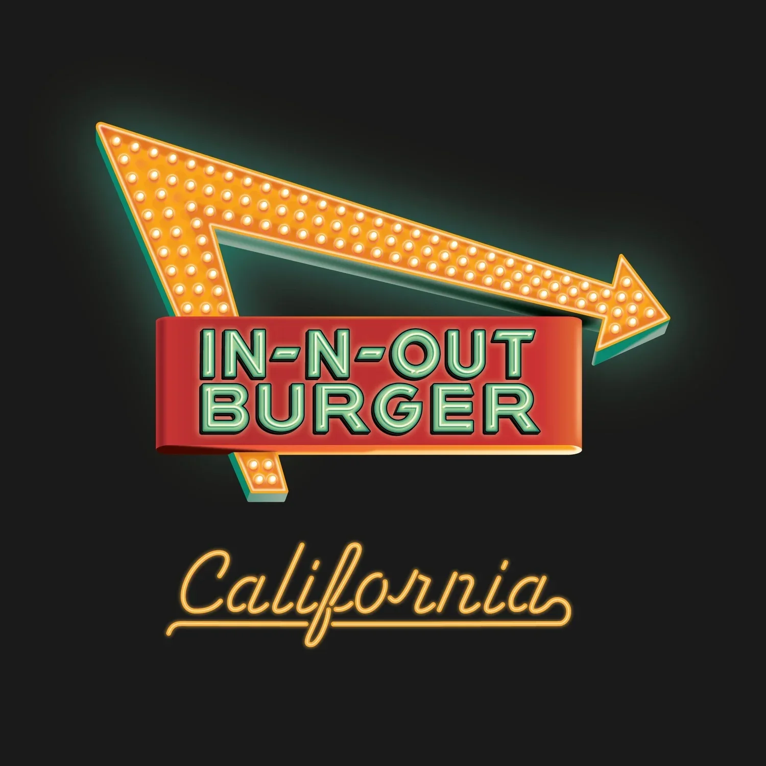 Illustration In-N-Out Burger, enseigne lumineuse — DKNG