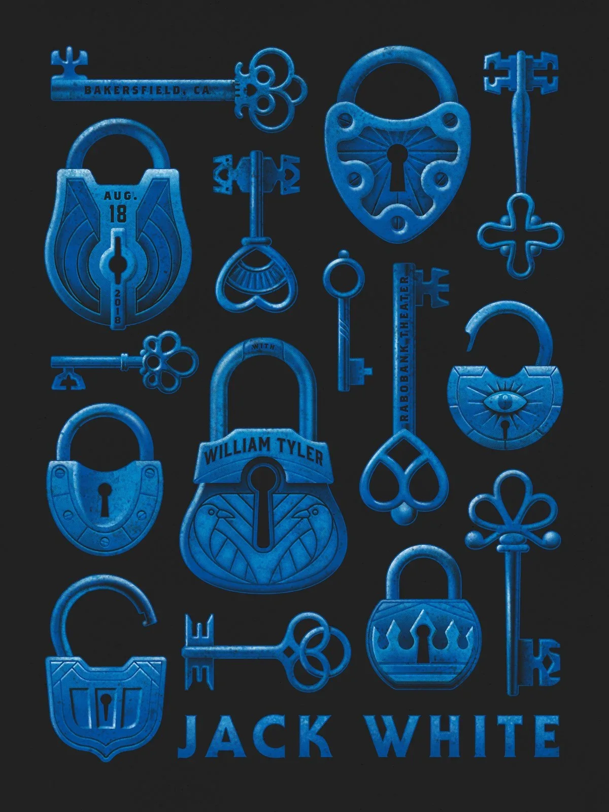 Affiche Jack White, cadenas et clés — DKNG