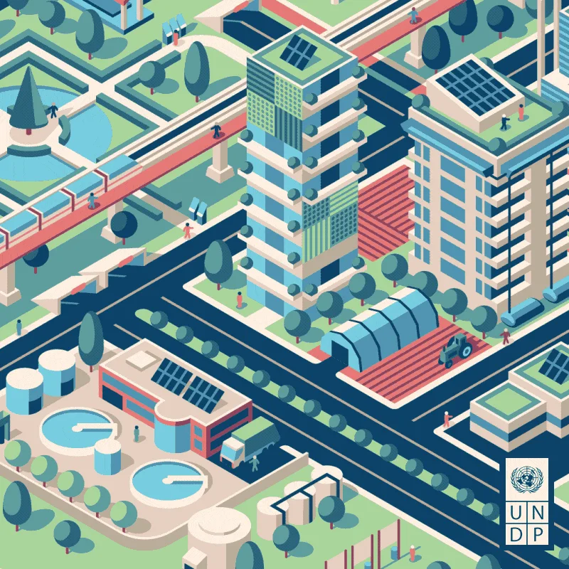 Illustration pour le PNUD, détail d’un quartier durable — DKNG