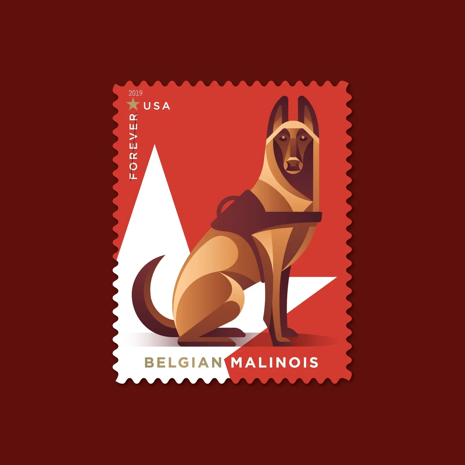 Timbre USPS Military Working Dogs, berger belge malinois — DKNG