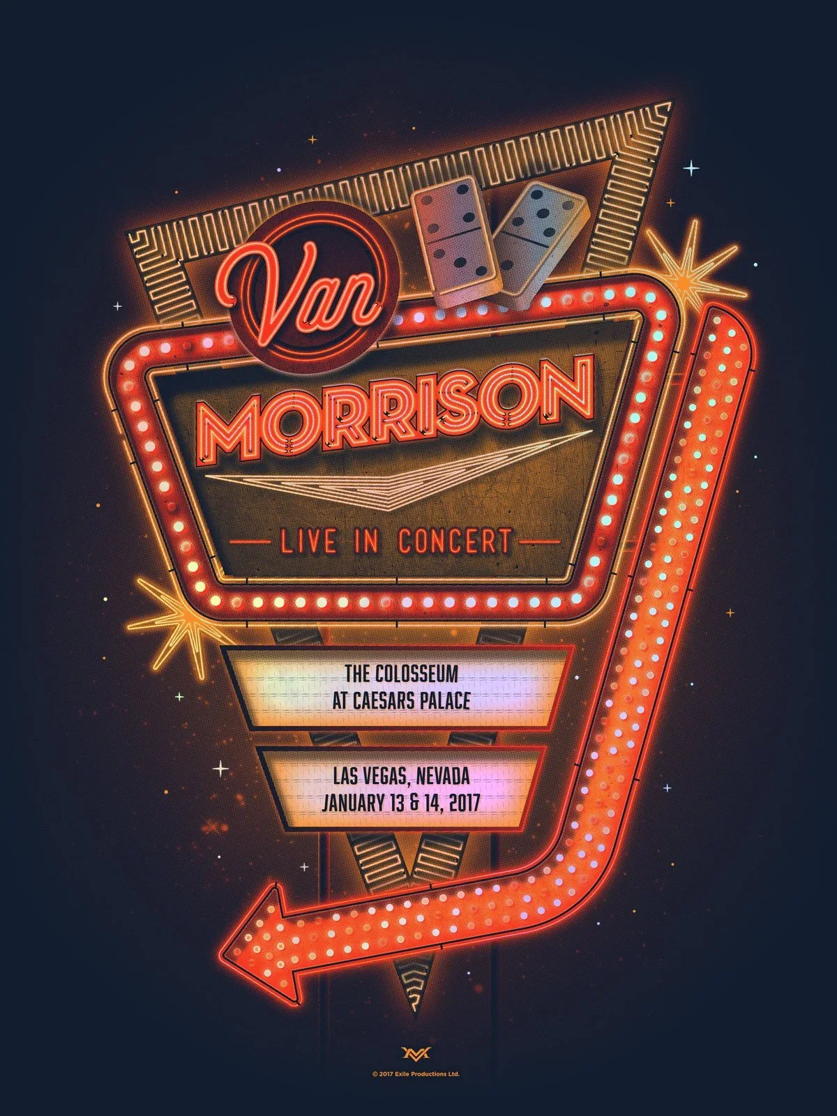Affiche Van Morrison, enseigne néon rouge — DKNG