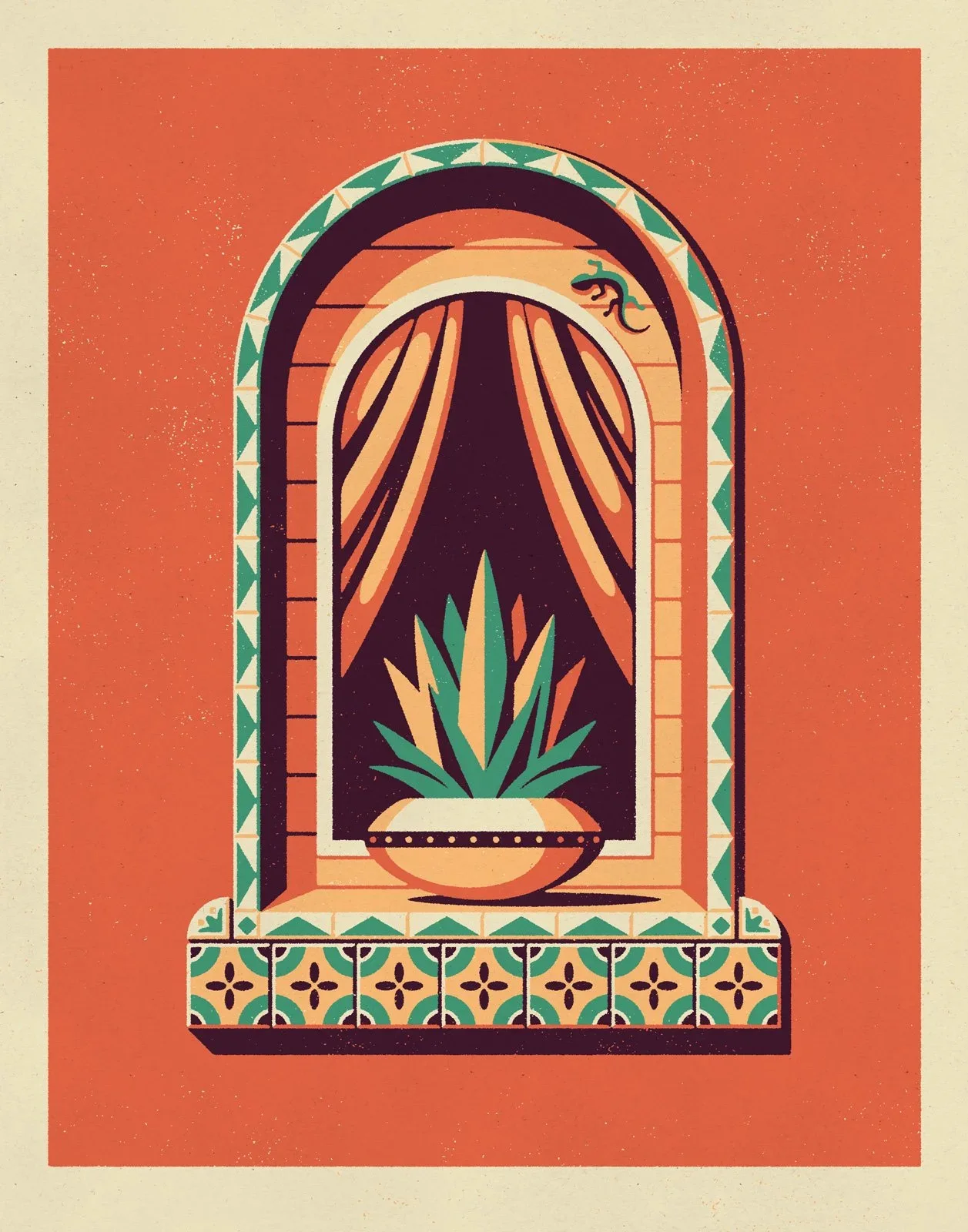 Estampe Ventana, fenêtre mexicaine et succulente — DKNG