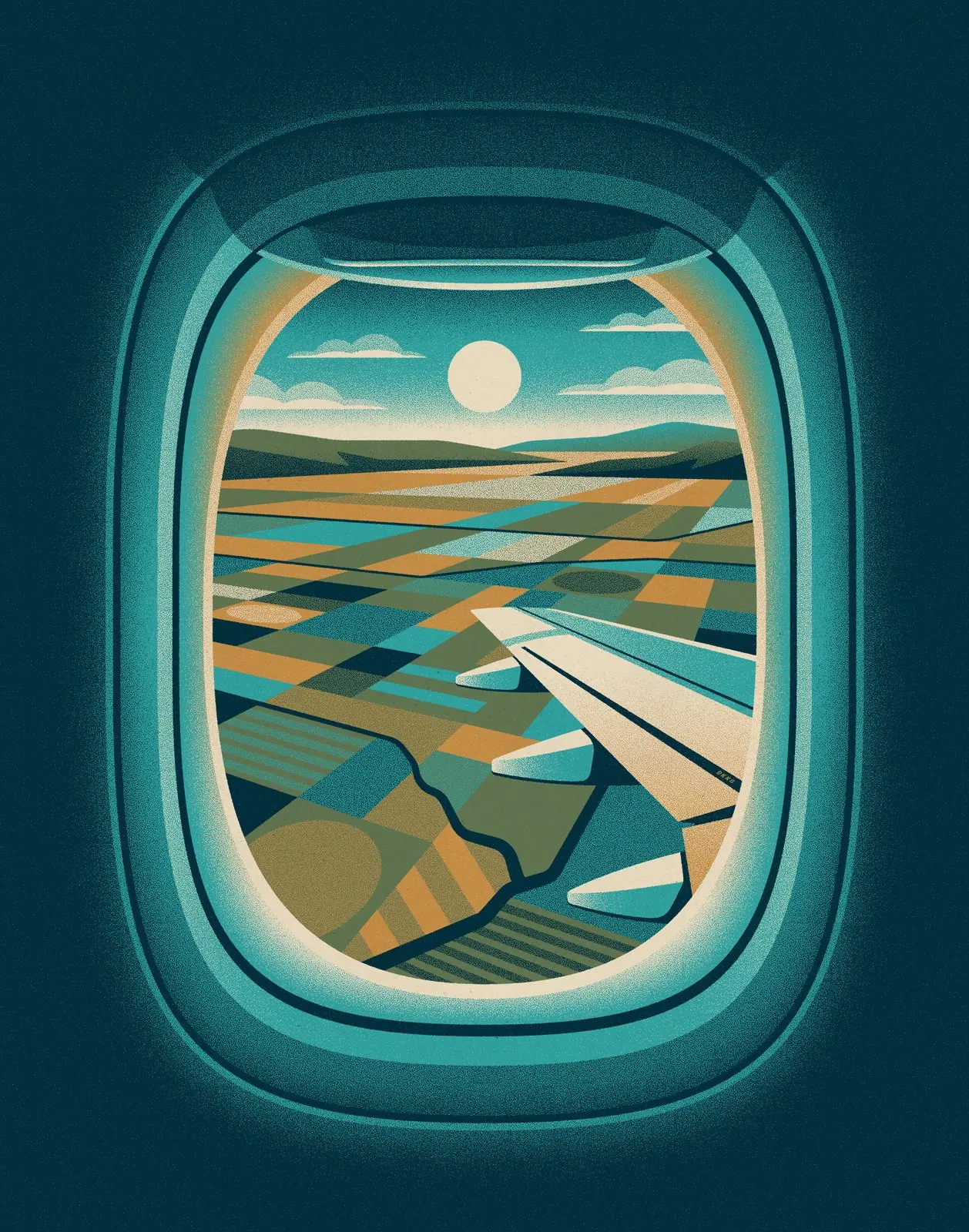 Estampe Window Seat Farmland, champs vus du hublot — DKNG