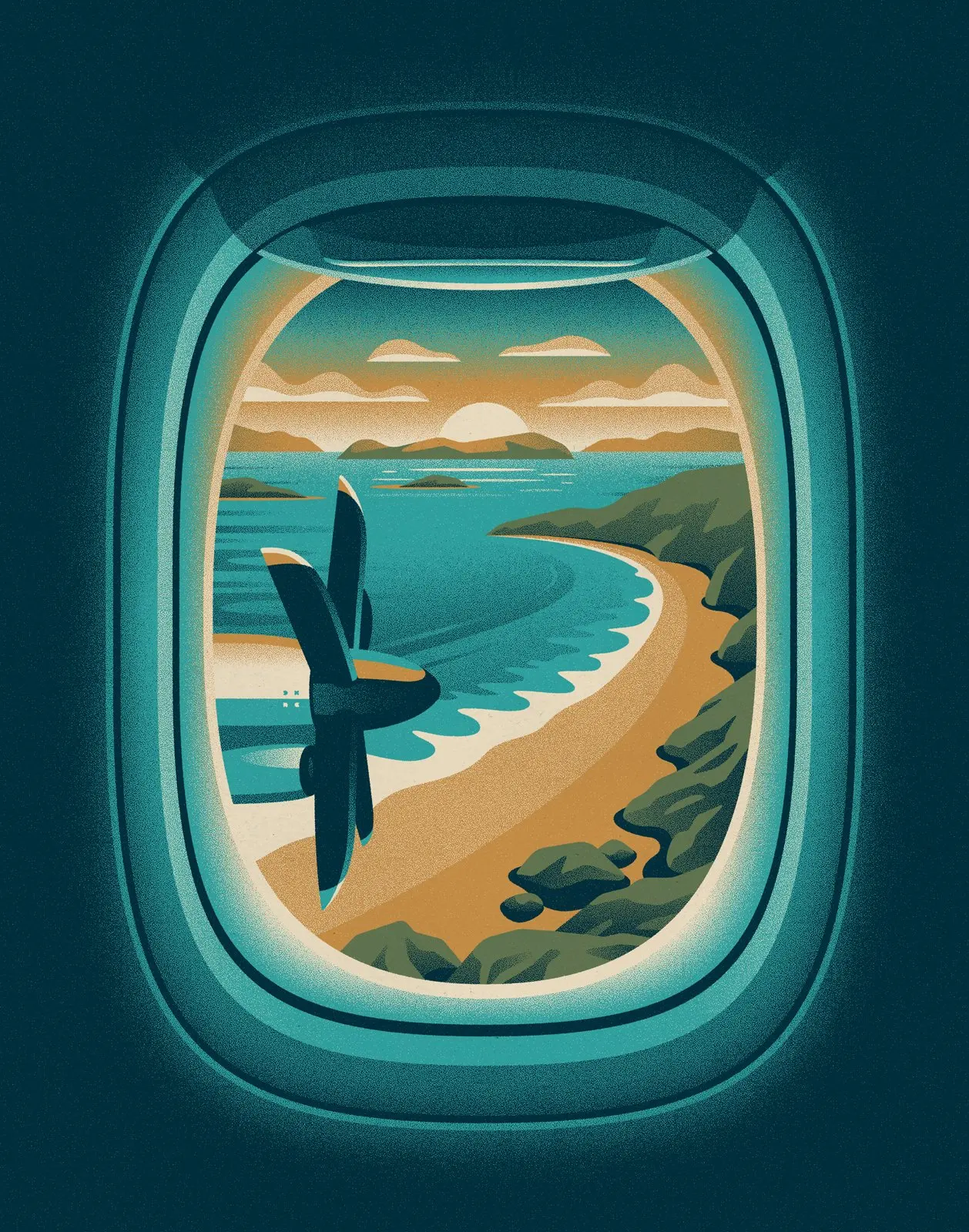 Estampe Window Seat Island, côte vue du hublot — DKNG