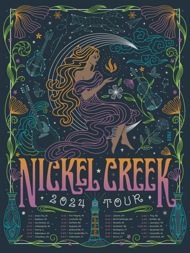 L’affiche de la tournée Nickel Creek — Dana Tanamachi