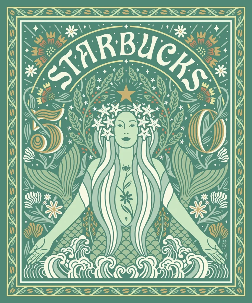 L’affiche des 50 ans de Starbucks — Dana Tanamachi