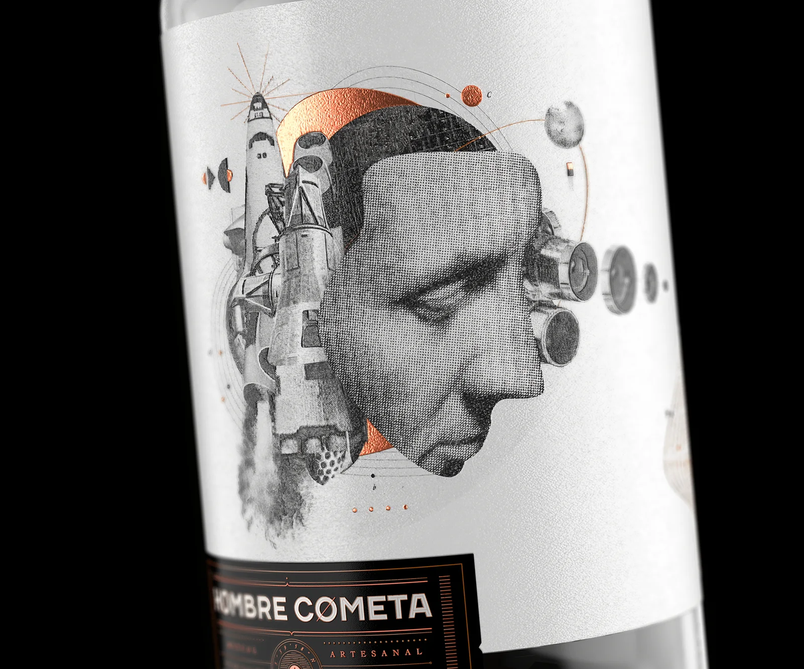 Détail de l’étiquette — Eduardo Ramón (Hombre Cometa)