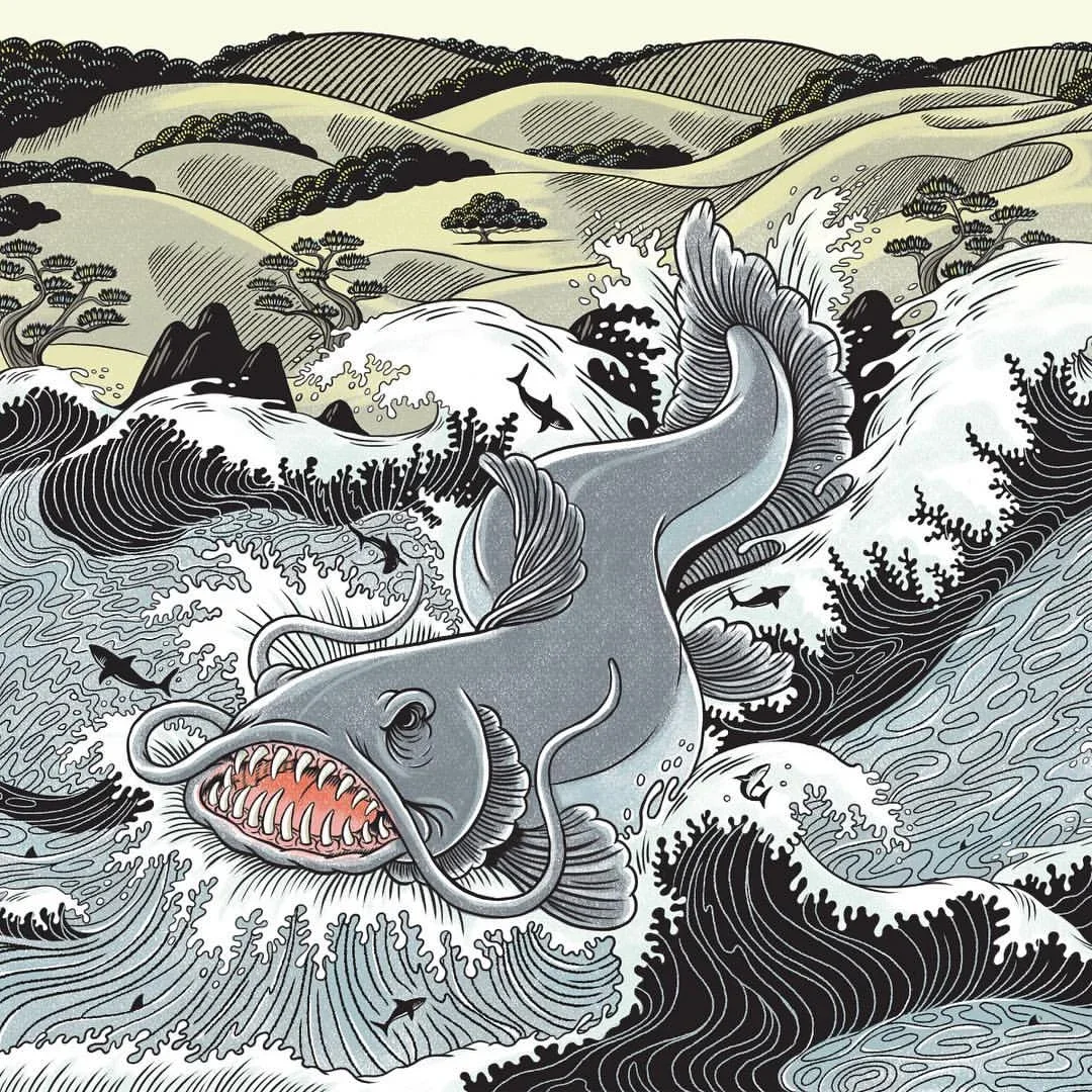 Namazu, illustration pour Seismic Brewing — Emrich Office