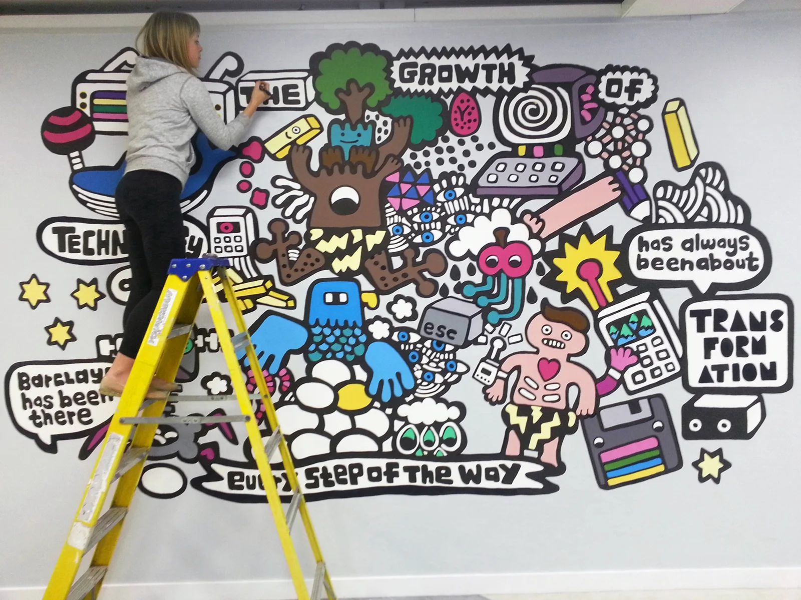 Fresque murale pour le siège de Barclays à Manchester — Ery Burns