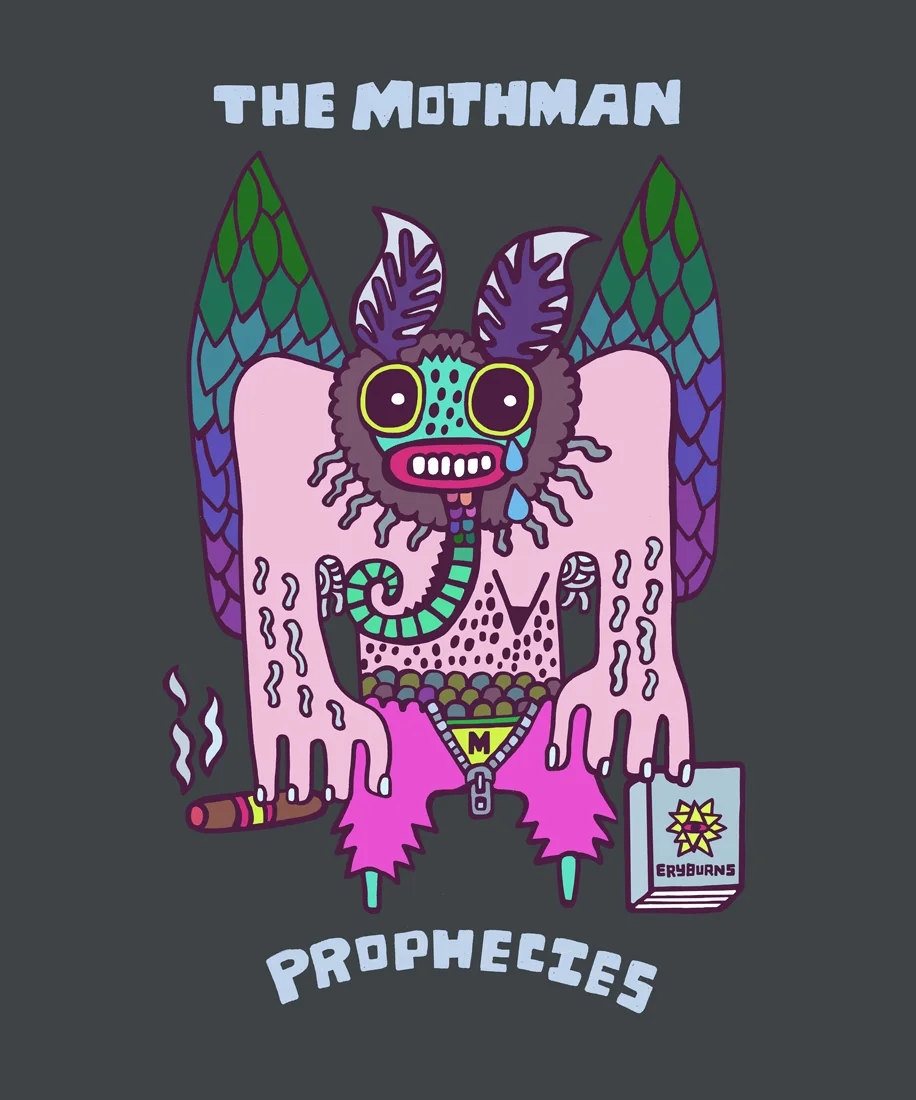 Illustration du mothman pour Stroud Illustration Collective — Ery Burns
