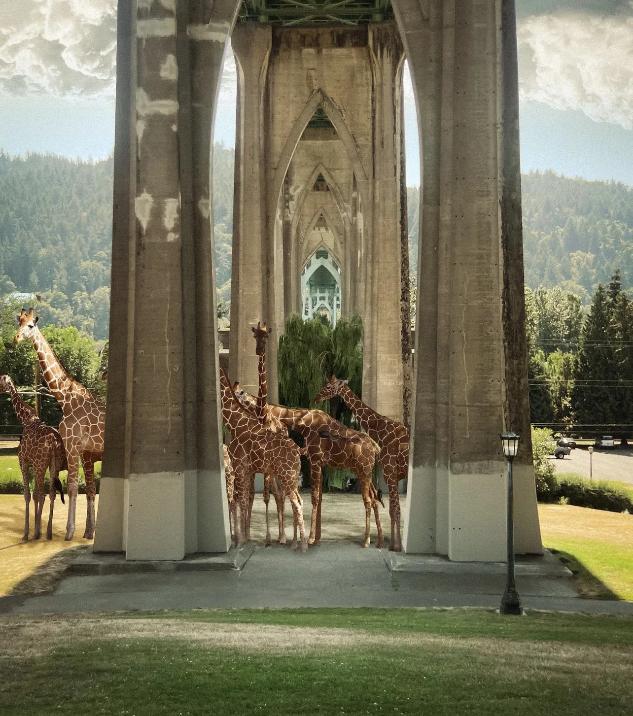 Girafes sous l’arche — Elise Swopes