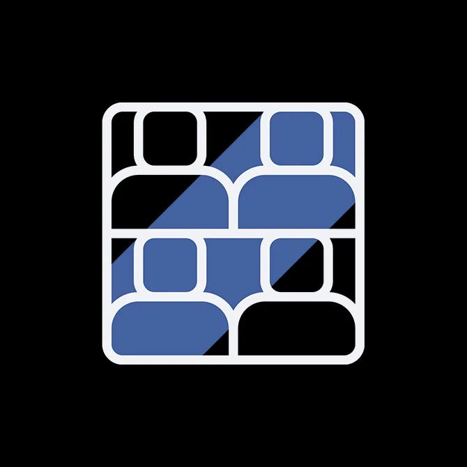 Icône de mur de briques, traits blancs et aplat bleu — Ethan Fender