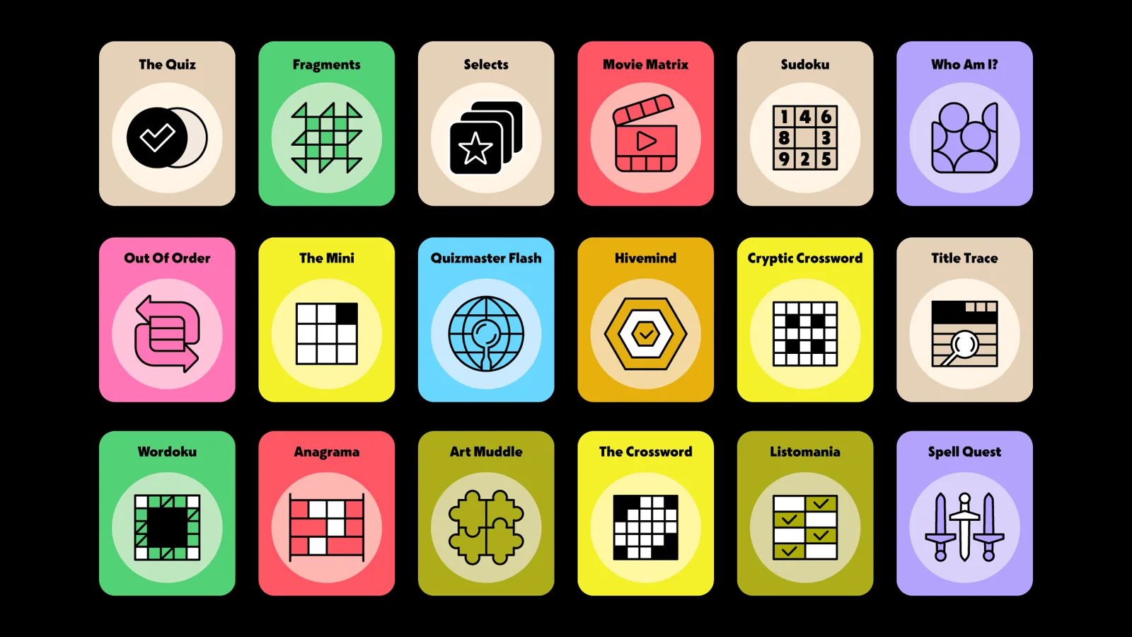 Icônes de jeux à aplats colorés sur fond blanc — Ethan Fender