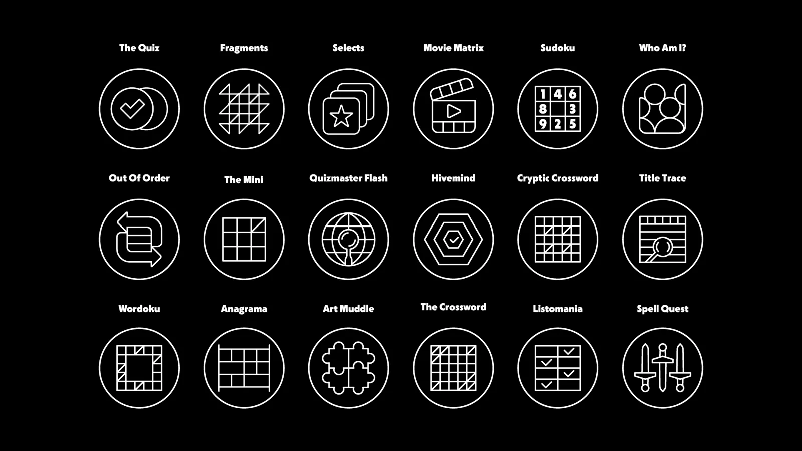 Icônes de puzzles en contour sur fond violet — Ethan Fender