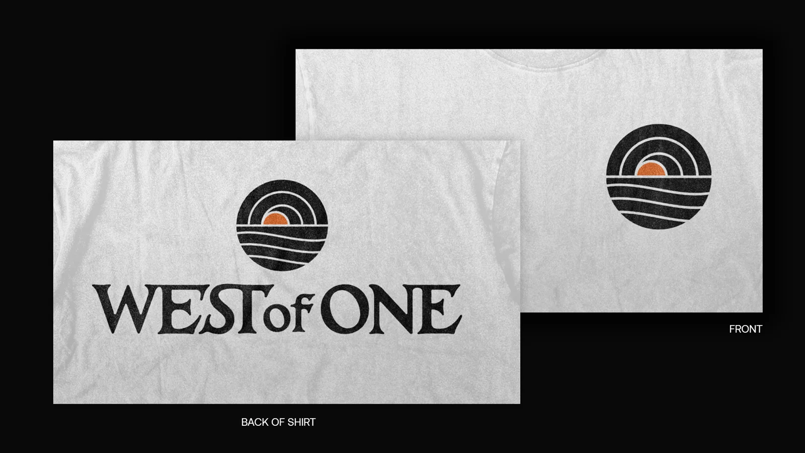 Carte de visite et t-shirt West of One sur fond noir — Ethan Fender