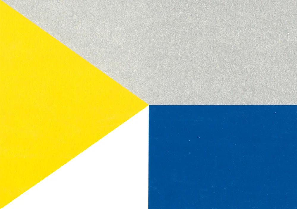 Composition en aplats jaune et bleu
