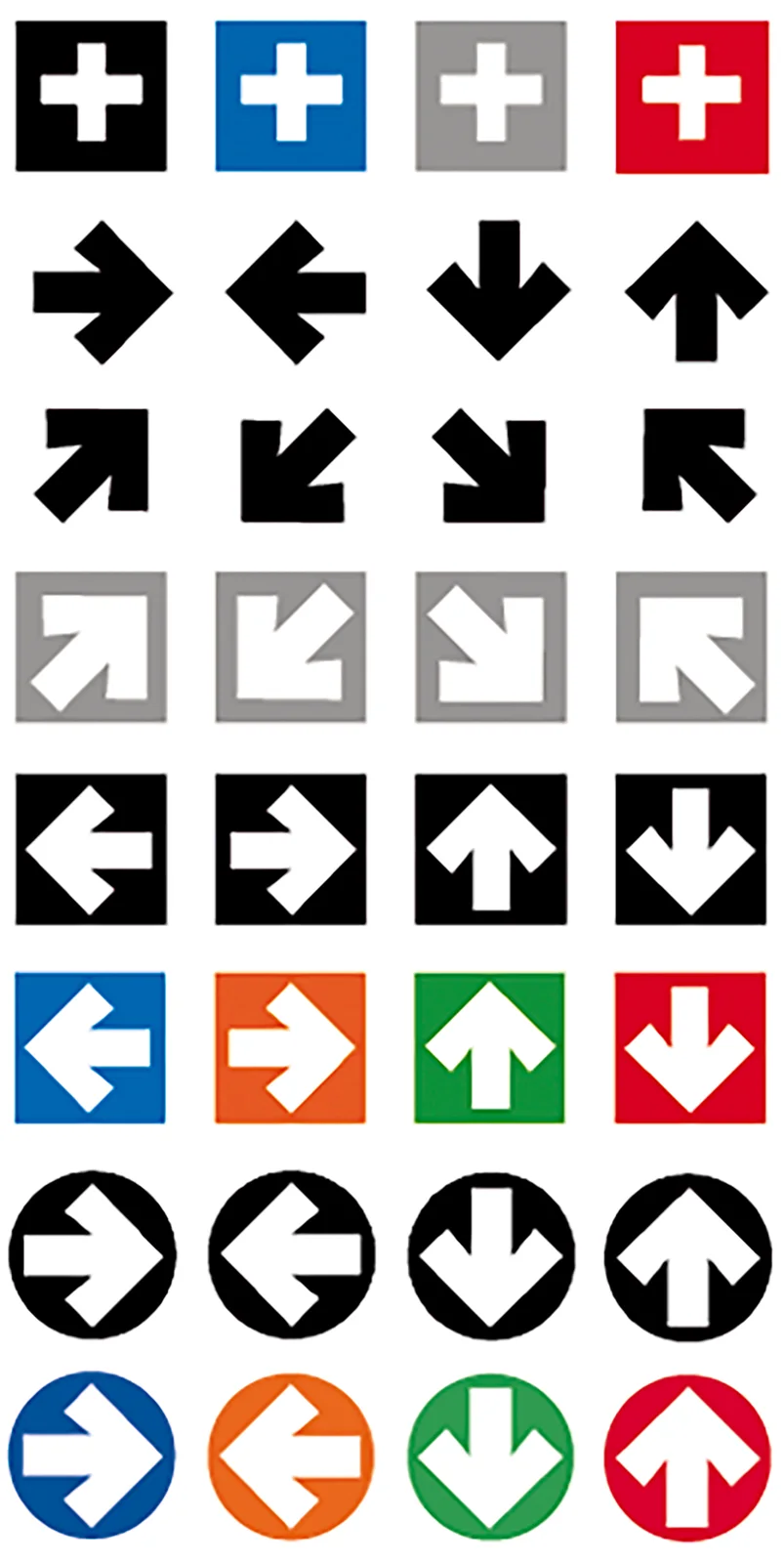 Planche de pictogrammes et flèches