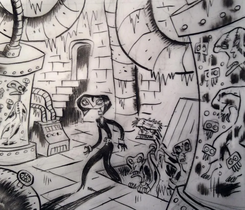 Scène dessinée à l’encre