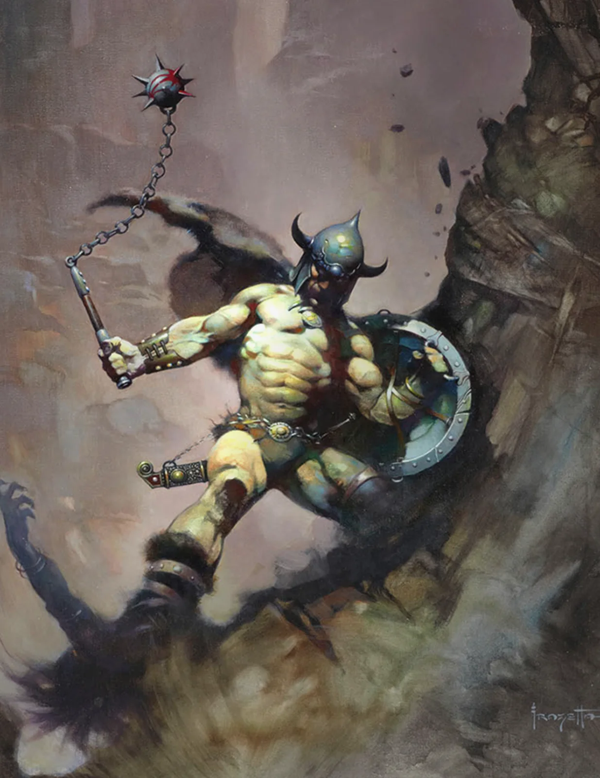 Warrior with Ball and Chain — Frank Frazetta